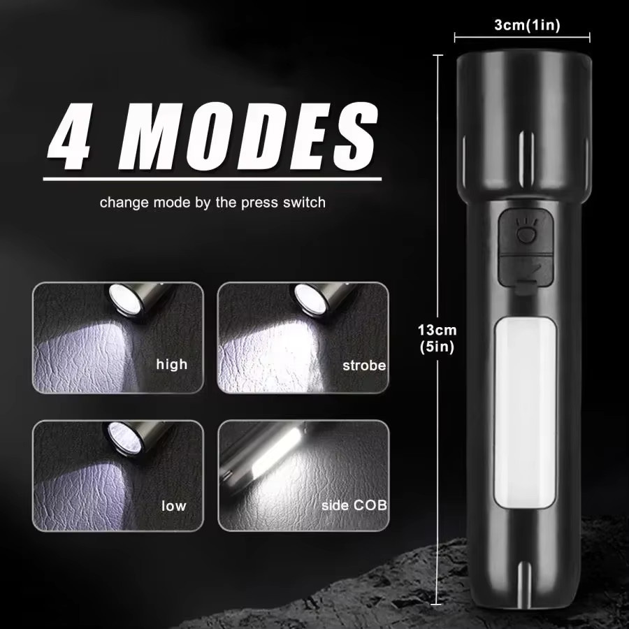 HEINAST Tragbare Mini-Taschenlampe mit COB-Flutlicht und LED, Schwarz, Wasserdicht und Wiederaufladbar - Bild 2