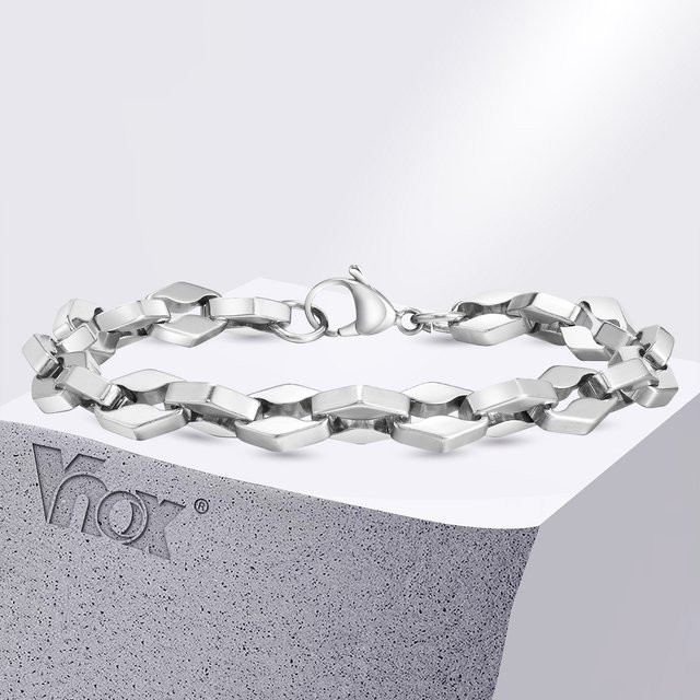 Vnox Armband, Rauten Glieder, Stahl, Unisex - Bild 1