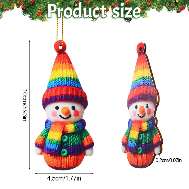 16 Stück Schneemann Holz Ornamente als hängende Weihnachtsdekoration in Mehrfarbig, ZQNYCY - Bild 5