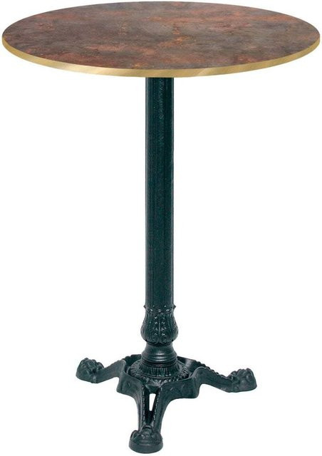 RestooTab Bistrotisch rund im Industrial Design mit schwarzem Gestell und messingfarbenen Kanten, Durchmesser: 60 cm, Höhe: 113 cm - Bild 1
