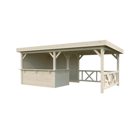PALMAKO Pavillon Lenna Set 310 aus Fichtenholz mit Flachdach, braun, B/H/T: 588 x 245 x 300 cm - Bild 2