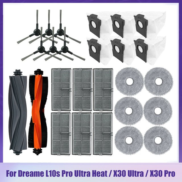 Ersatzteil-Set für Dreame L10s Pro Ultra Heat RLL82CE, Dreame X30 Ultra und Mova E30 Ultra mit Hauptseitenbürste, Filter, Mopp-Tuch und Staubbeuteln in Multicolour - Bild 1