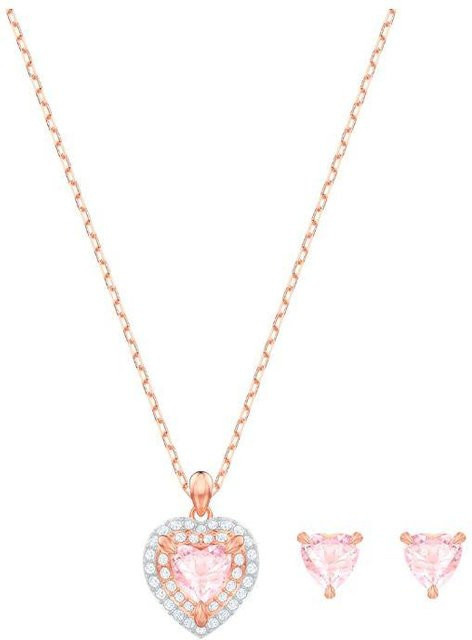 Swarovski Schmuck-Set, Ohrringe und Halskette, Roségold, Kristall, Damen - Bild 1