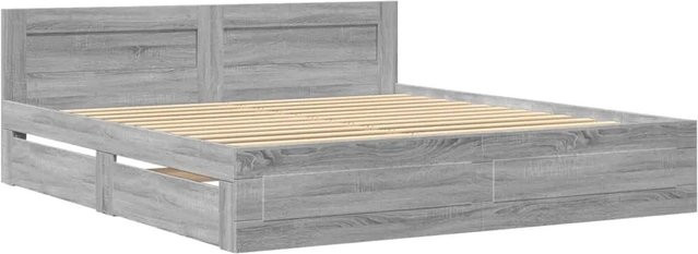 vidaXL Bettgestell mit Kopfteil und Schubladen in Grau Sonoma, B/T/H: 180 x 183 x 203 cm - Bild 1