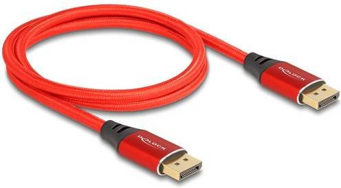 Delock DisplayPort Anschlusskabel Rot 1m mit 16K UHD und vergoldeten Steckkontakten - Bild 1