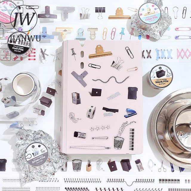 JIANWU Vintage Journal Washi Tape Zeit Archiv Serie für DIY Collage und Schreibwaren, Multicolour, Breite: 3 cm, Länge: 200 cm - Bild 1