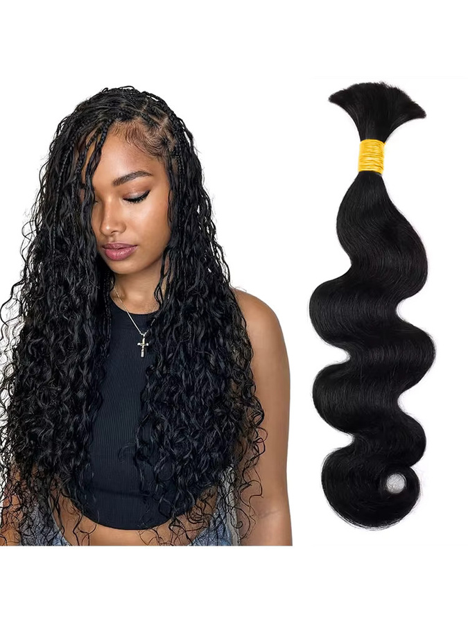 xbeauty Flechthaar, 100 % brasilianisches Remy-Haar, schwarz, lockig, 50,8 cm, 50 g - Bild 6