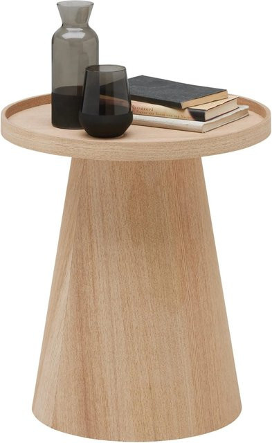 Premium Living Beistelltisch Jens in Naturfarben aus Esche, rund, Beige - Bild 1