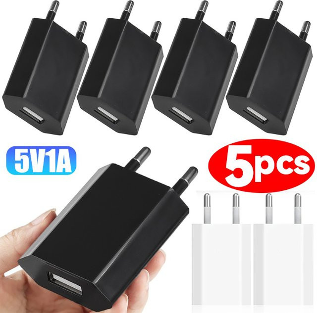 USB Schnellladegerät 5V 1A EU Stecker Reise Power Adapter für Samsung Huawei Xiaomi iPhone in Schwarz oder Weiß - Bild 1