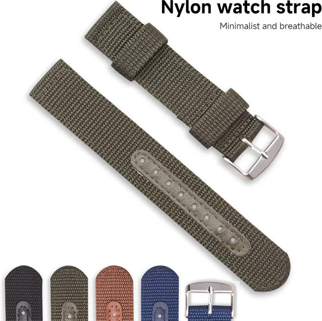 CAOWTAN Uhrenarmband Nylon Canvas, Schwarz, Unisex - Bild 1