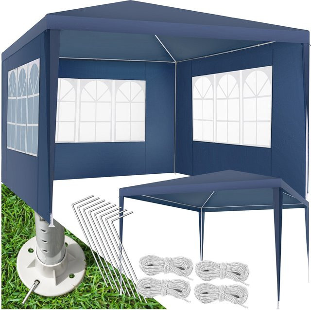 tectake Pavillon Barinas Blau, wasserdicht und mit UV-Schutz, B/T/H: 300 x 300 x 250 cm - Bild 1