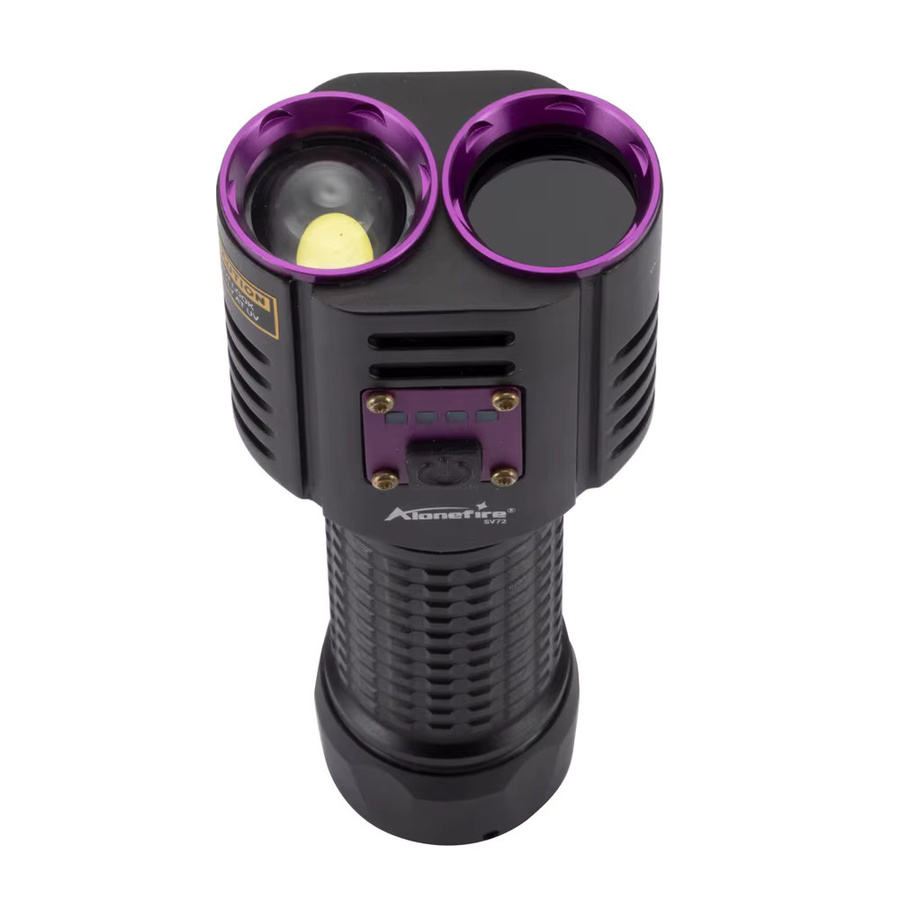 Alonefire SV72 2-in-1 UV- und Weißlicht Taschenlampe 20W mit 365nm, USB wiederaufladbar, Schwarz - Bild 2