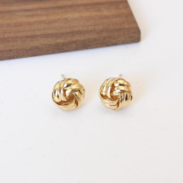 YULIN Ohrstecker, Zopfstrick Knoten Kugel, Gold, Damen - Bild 1