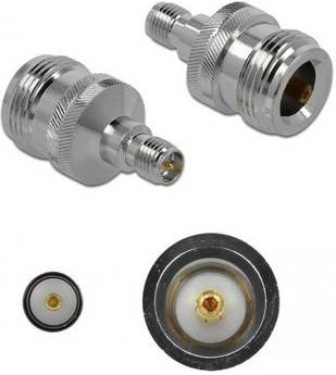 Delock 89987 N-Adapter mit N-Buchse und RPSMA-Buchse in Silber - Bild 1