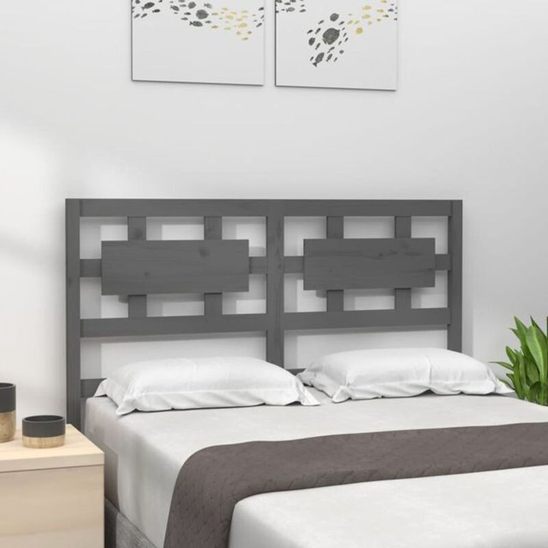 Bett-Kopfteil vidaxl aus Massivholz Kiefer in Grau, B/H/T: 205,5 x 100 x 4 cm - Bild 1