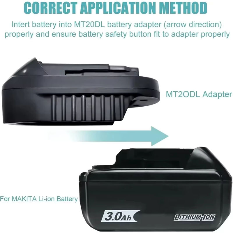 MT20DL Akku-Adapter in Schwarz, kompatibel mit Makita 18-V-Lithium-Akkus für den Einsatz in Dewalt 18-V-20-V-Lithium-Geräten - Bild 3