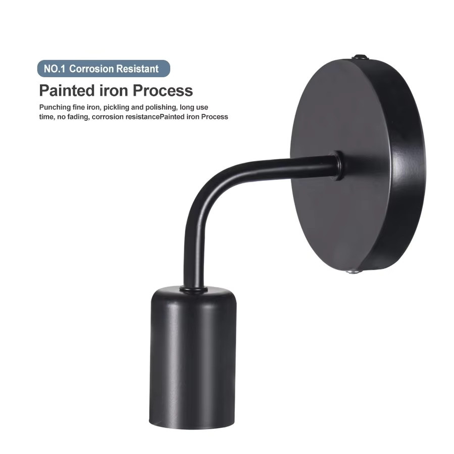 OSABO Wandlampe im Nordic-Industrie-Design aus Metall, Schwarz, E27 Fassung für Schlafzimmer und Badezimmer - Bild 4