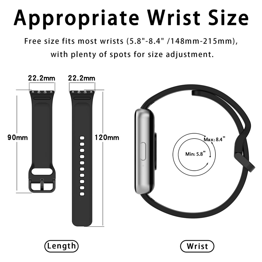 Uhrenarmband Silikon, Schwarz, Samsung Galaxy Fit 3, Unisex - Bild 5