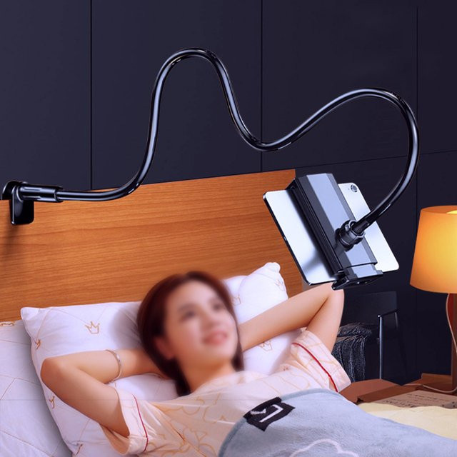 Flexibler Gooseneck Tablet Holder mit 360 Grad Clip für Smartphones und Tablets von 4 bis 11 Zoll in Schwarz - Bild 1