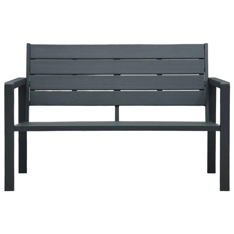 vidaXL Gartenbank in Grau mit Holz-Optik aus HDPE und Metall, Breite: 120 cm, Höhe: 78 cm, Tiefe: 64 cm - Bild 2