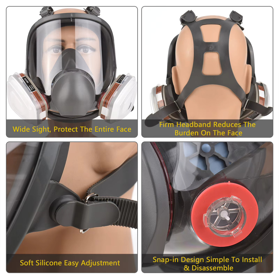 Wiederverwendbare 16-in-1 Vollgesichtsmaske als Gasmaske für organischen Dampf in Schwarz zum Schutz beim Malen, Polieren und Schweißen - Bild 5