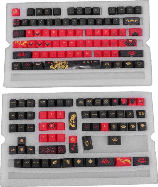 OutsideWorld PBT Tastenkappen mit 138 Tasten im Cherry Profil, 5-seitige Thermosublimation, Multicolour, für universelle mechanische Tastaturen - Bild 1