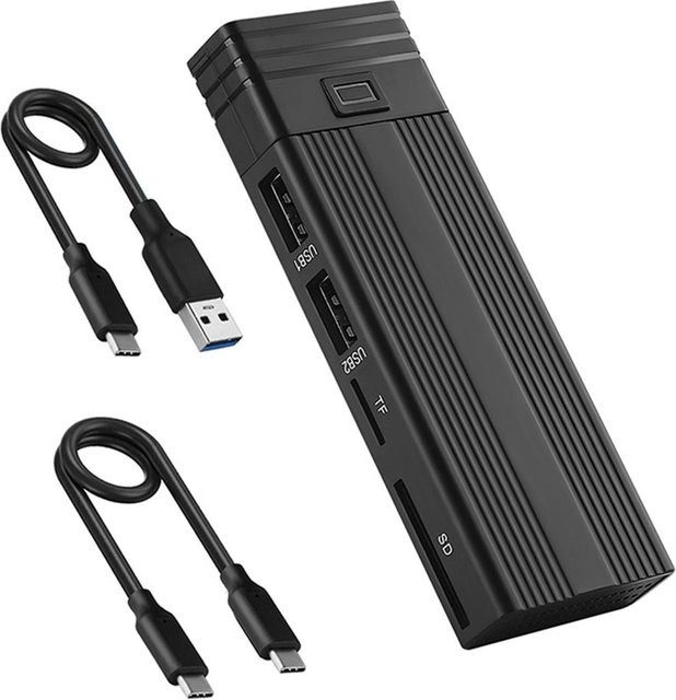 Tragbares Festplattengehäuse USB 3.1 Typ C mit SATA und NVMe Dual Protokoll in Grau - Bild 1