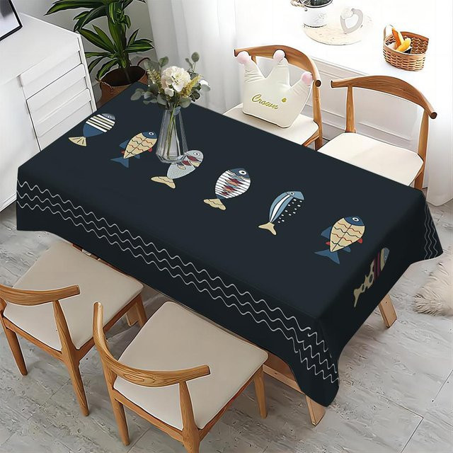Rechteckige Tischdecke von JMG Household Supplies mit Fischmotiv in Blau, wasserabweisend und waschbar, B/L: 100 x 160 cm - Bild 1