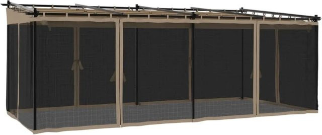 vidaXL Pavillon mit Netzwänden aus Stahl und Polyester in Taupe B: 6 m, T: 3 m, H: 2,3 m - Bild 1