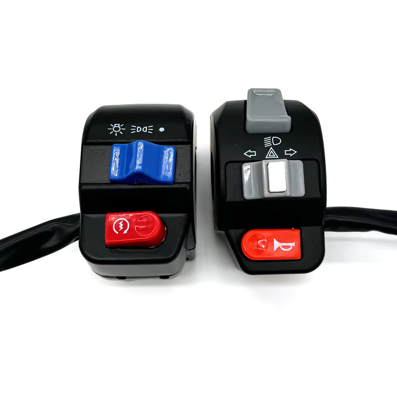 HLMORTO Motorrad Lenker Schalter Set in Schwarz für Blinker, Nebelscheinwerfer, Fernlicht, Horn und Elektrostart, 22mm (7/8 Zoll) - Bild 3