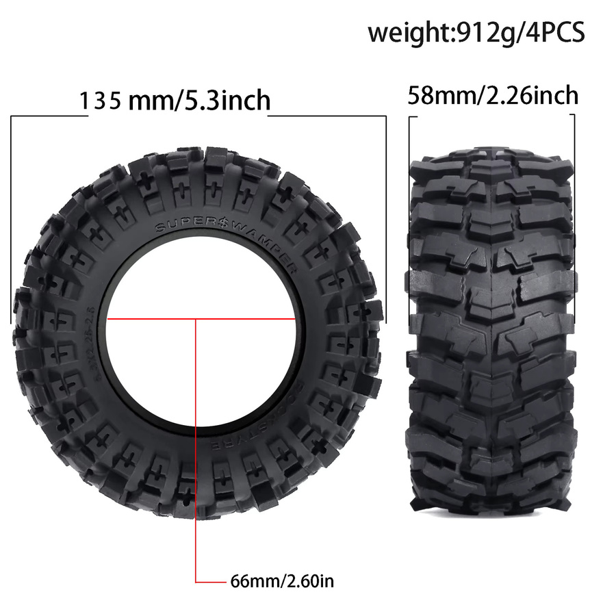 RS RC Crawler Reifen, 2,6'', 5,3'' OD, Gummi, Schwarz - Bild 5