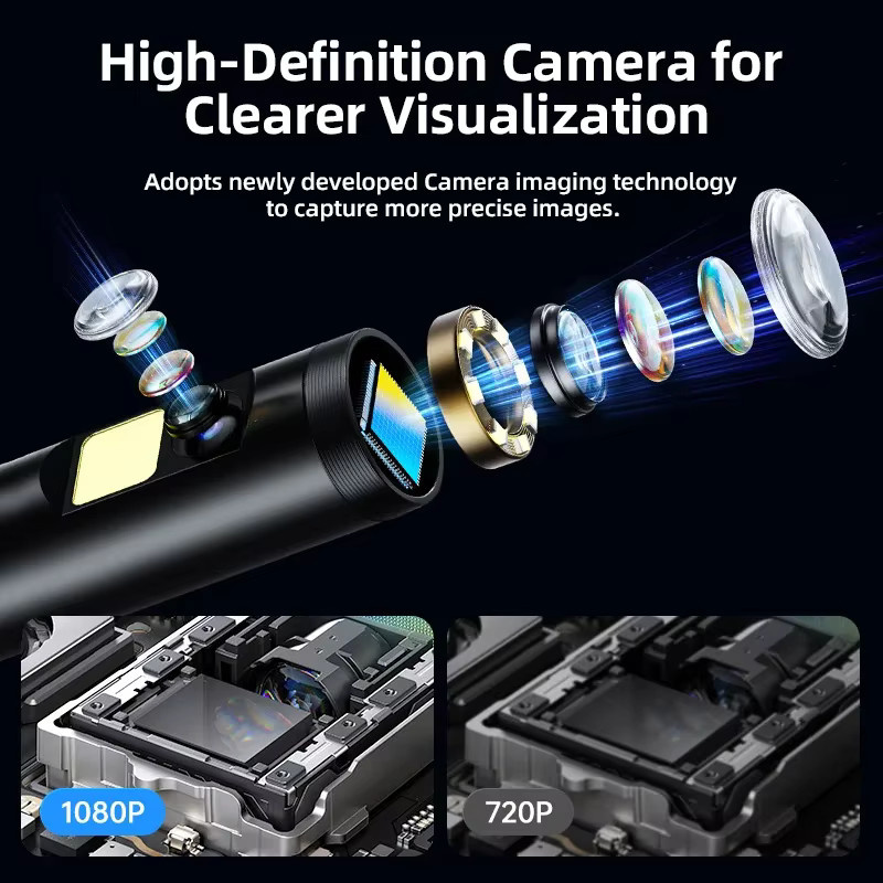KERUI Industrie-Endoskop mit Dual-Lens und 5 Zoll IPS-Bildschirm, HD1080P Inspektionskamera für Kanalisation und Autoreparatur, IP67 wasserdicht, Schwarz - Bild 4