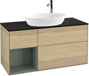 V&B Waschtischunterschrank Finion Wandbeleuchtung in Eiche Lack Beige Breite: 120 cm, Tiefe: 50,1 cm, Höhe: 50,1 cm - Bild 1