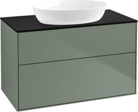 V&B Waschtischunterschrank Finion mit Wandbeleuchtung, Farbe Blau lackiert, B/T/H: 100 x 50,1 x 60,3 cm - Bild 1