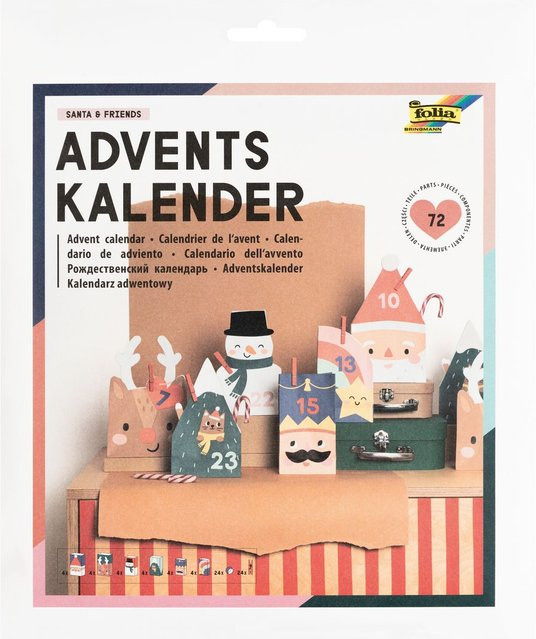 Adventskalender-Set Santa & Friends aus Holz und Papier für die Adventszeit - Bild 1