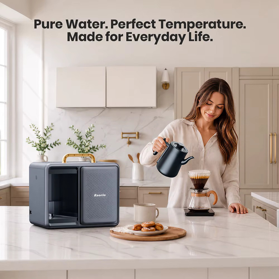 Raorio Tragbarer RO-Wasserreiniger in Rot mit 5-Stufen-Filtration und 9 Temperaturoptionen für Wohnmobile, Camping, Zuhause und Büro - Bild 2