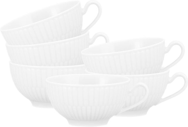 Seltmann Weiden Teetassen Amina aus Porzellan, Weiß, 6er Set, 0,14 l pro Tasse - Bild 1