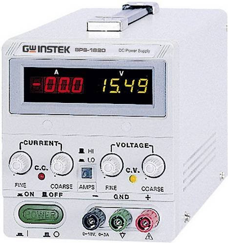 GW Instek Labornetzgerät SPS-1820, einstellbar 0 - 18 V/DC und 0 - 20A, 360W, 1 Ausgang, Farbe: Weiß - Bild 1