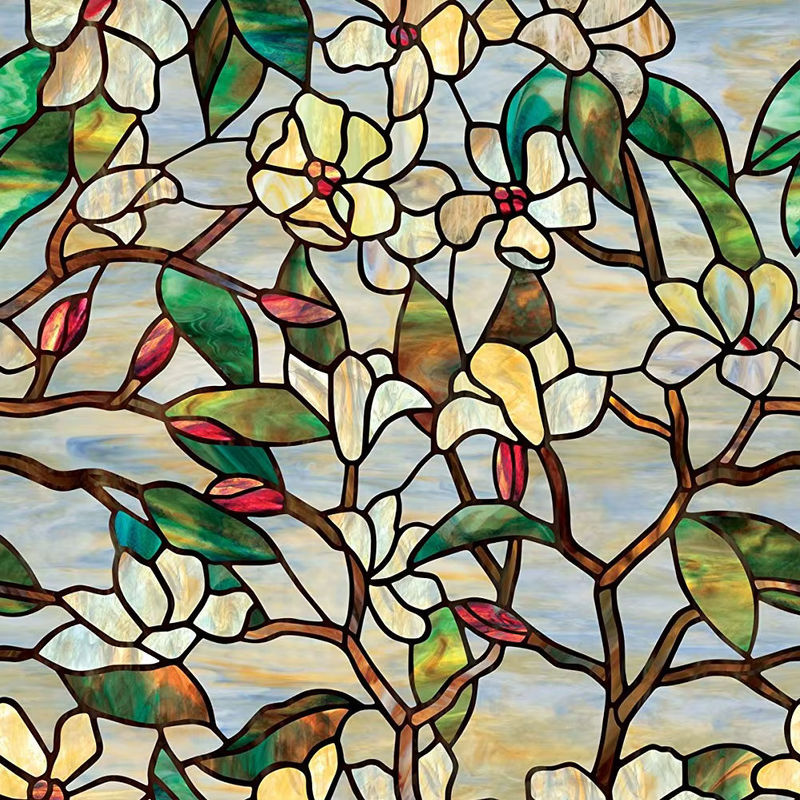 WXSHSH Fensterfolie Statische PVC Privatsphäre Folie Floral Beige für Glas Fenster Türen und Schränke B: 100 cm, H: 30 cm, T: 30 cm - Bild 6