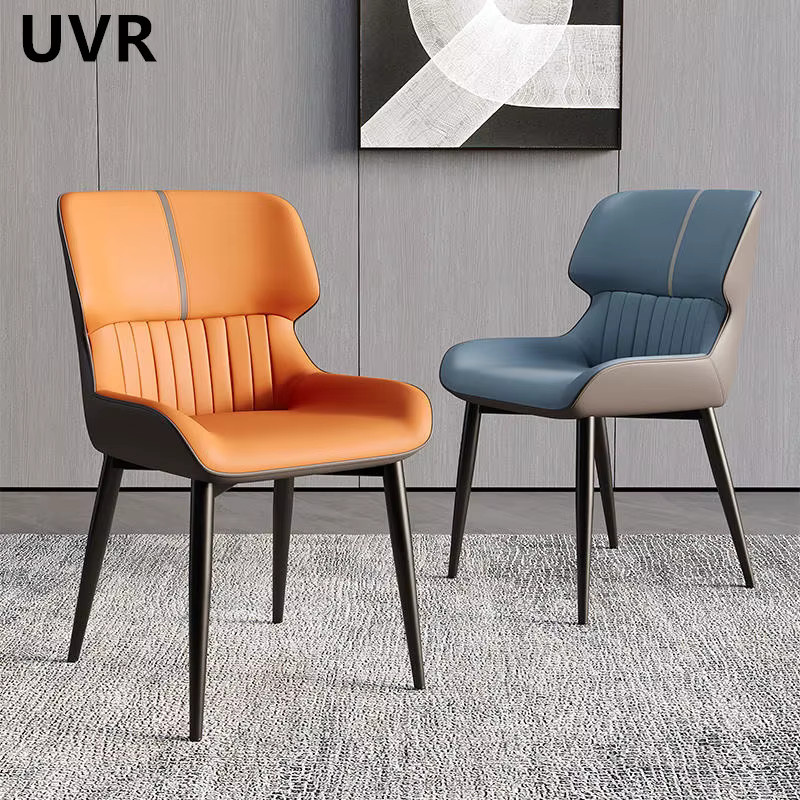 UVR Restaurantstuhl in Orange mit Rückenlehne aus Kunstleder und Metallgestell für Esszimmer, Küche oder Büro - Bild 2