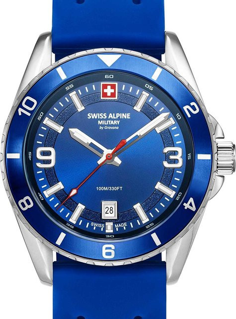 Swiss Alpine Military Herrenuhr, Quarz, Edelstahl, Silber, Blau, 42 mm - Bild 1