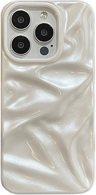 ASONPAI Handyhülle mit Perlmutt-Effekt und faltiger Textur in Weiß für iPhone 11 bis iPhone 17 Pro Modelle aus weichem TPU - Bild 1