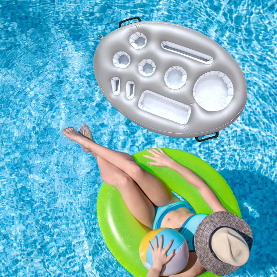 JOCESTYLE Aufblasbarer Getränkehalter aus PVC in Silber für Pool und Strand - Bild 4