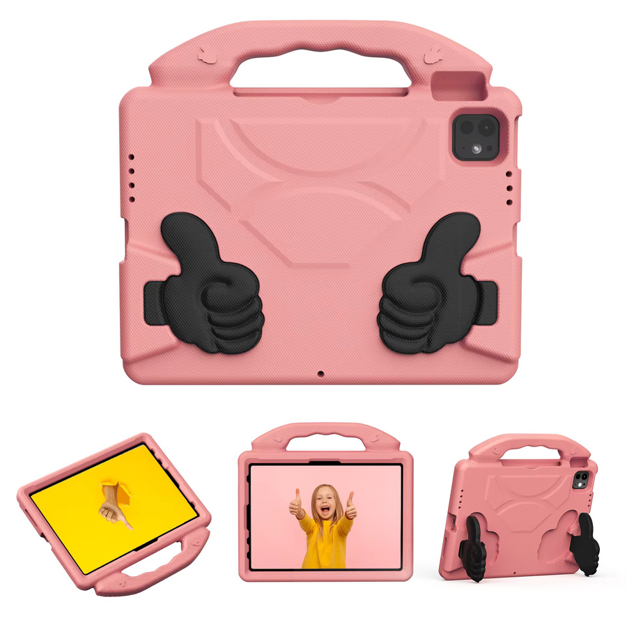 Stoßfeste Kinderhülle für Apple iPad Pro 11 Zoll und iPad Air 5/4 10,9 Zoll in Pink mit Griff und Ständer - Bild 2