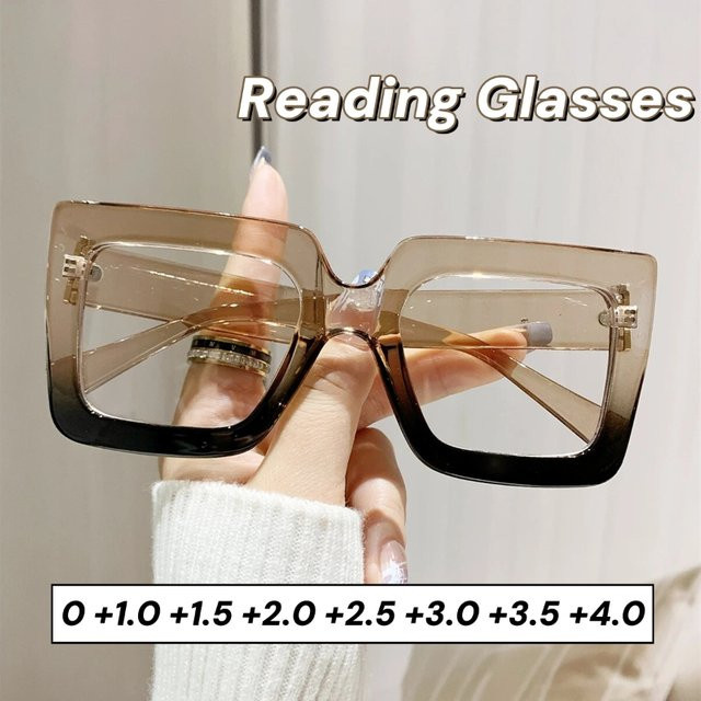SNQP Lesebrille, quadratisch, Vollrand, transparent, blau, Kunststoff - Bild 1