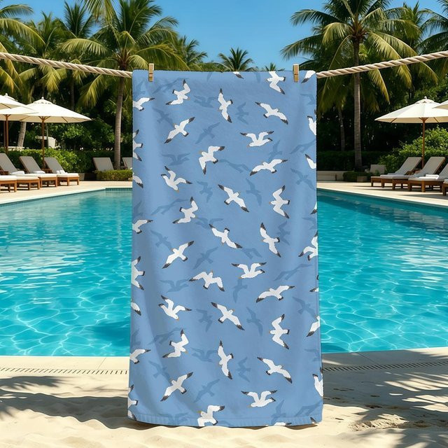 JMG Household Supplies Strandhandtuch Möwe Blau, schnelltrocknend und super saugfähig, B/H: 40 x 70 cm - Bild 1