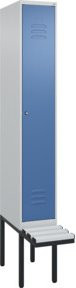 C+P Spind Classic PLUS Garderobenschrank mit Sitzbank, 1 Abteil, Lichtgrau, B/T/H: 212,0 x 30,0 x 81,5 cm - Bild 1