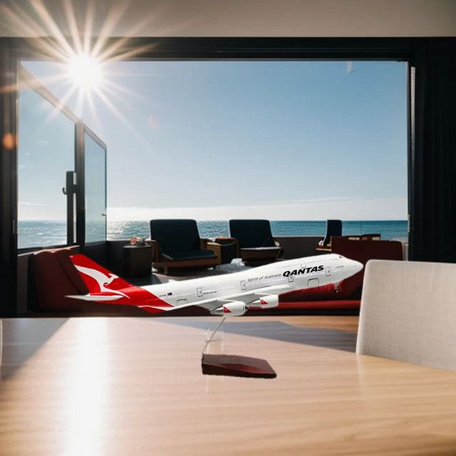 ZOCO Flugzeugmodell Druckgussharz Maßstab 1:85 mit Lichtern und Rädern, Australian Airlines und Qantas Serie (B787/B747/A380/B737), Länge: 47 cm - Bild 1