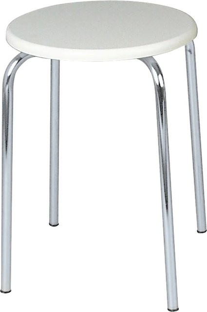 Wenko Exclusiv Badhocker mit weißer MDF-Sitzfläche und Chrom-Gestell, B/T/H: 32 x 42,5 x 32 cm, Weiß - Bild 1