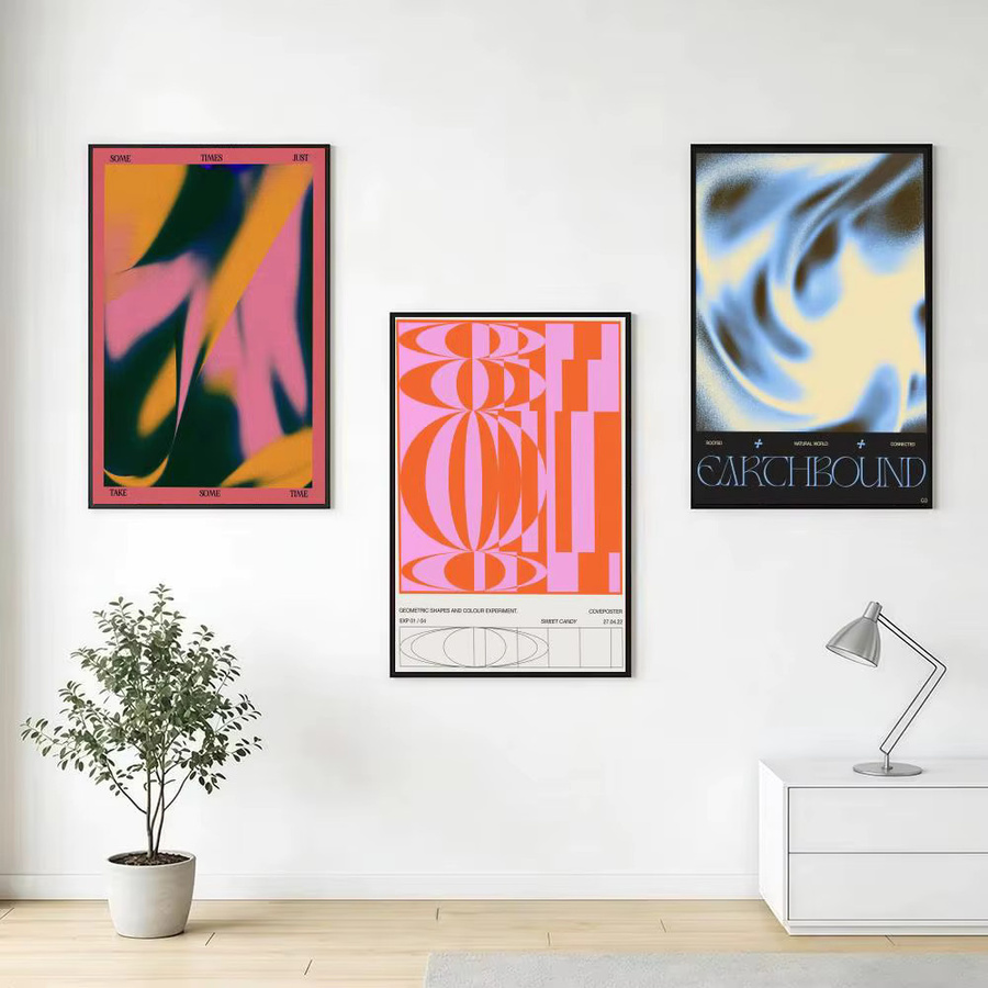 Coveposter Leinwandposter im Japandi-Stil mit abstraktem geometrischem Design, mehrfarbig - Bild 2